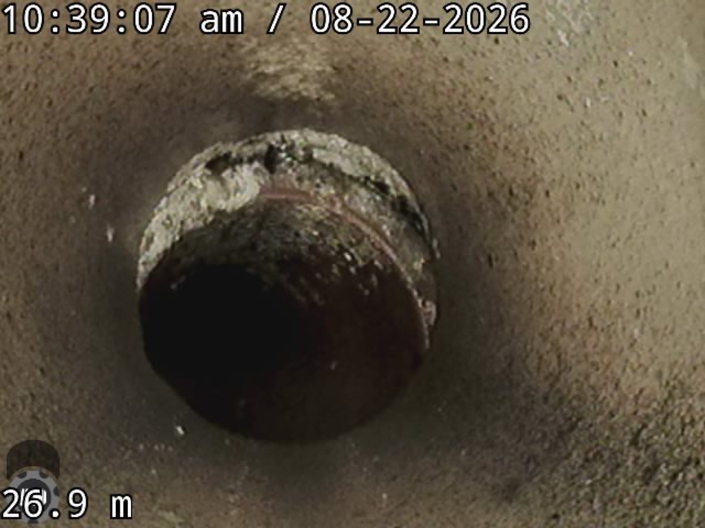 CCTV drain camera image inside an Auckland house drain during a blocked drain inspection
