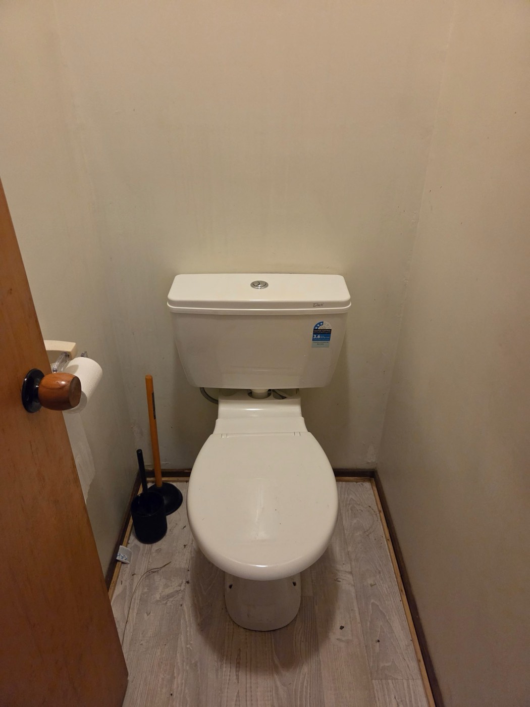 A new bottom inlet cistern fitted to an existing pan, with the supply running up into the base
